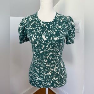 Banana Republic Green and White Floral Sweater